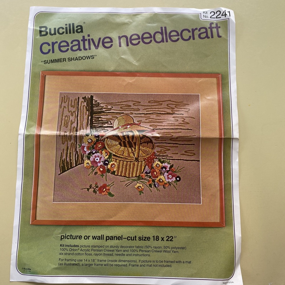Bucilla Needlepoint Crewel Kit 1976 NOS #2241 Summer Shadows Vintage Grannycore
